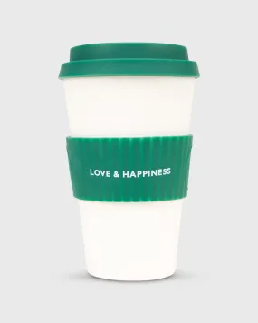 14 oz. Reusable Coffee Cup in White/Green