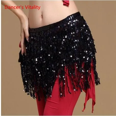 15 colors Belly Dancing Women's Clothing Belt Accessories Belts 4 Straps Rows of Belly Dance Hip Scarf Sequin Belt Rectangle