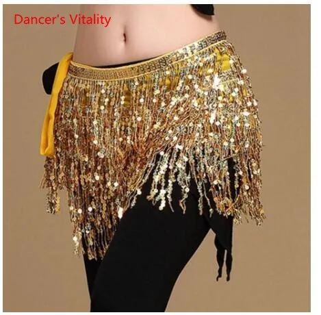 15 colors Belly Dancing Women's Clothing Belt Accessories Belts 4 Straps Rows of Belly Dance Hip Scarf Sequin Belt Rectangle