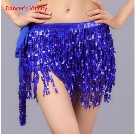 15 colors Belly Dancing Women's Clothing Belt Accessories Belts 4 Straps Rows of Belly Dance Hip Scarf Sequin Belt Rectangle