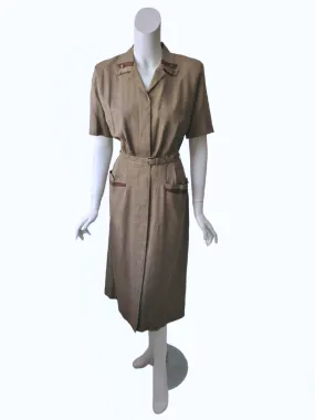 50s Slim Shirtwaist Dress in Taupe - sm, med