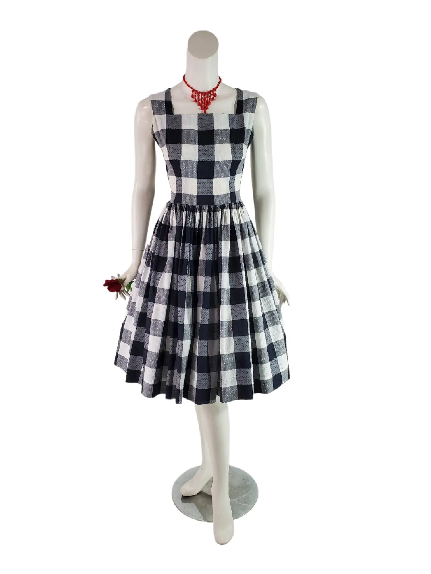 50s/60s Dress in Black and White Gingham - sm