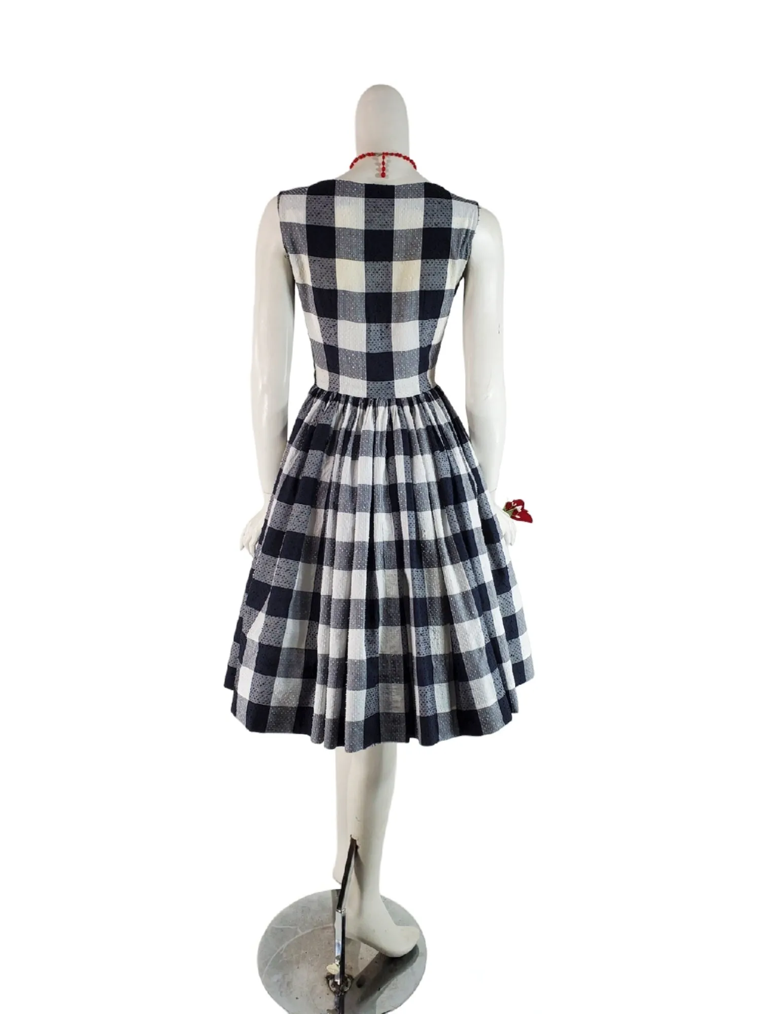 50s/60s Dress in Black and White Gingham - sm