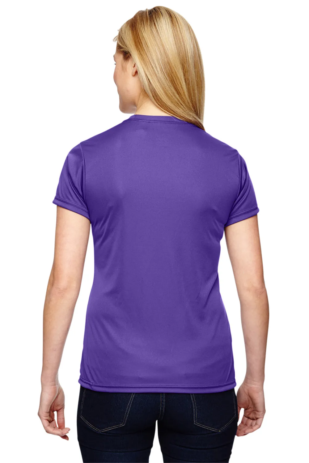 A4 Womens Performance Moisture Wicking Short Sleeve Crewneck T-Shirt - Purple