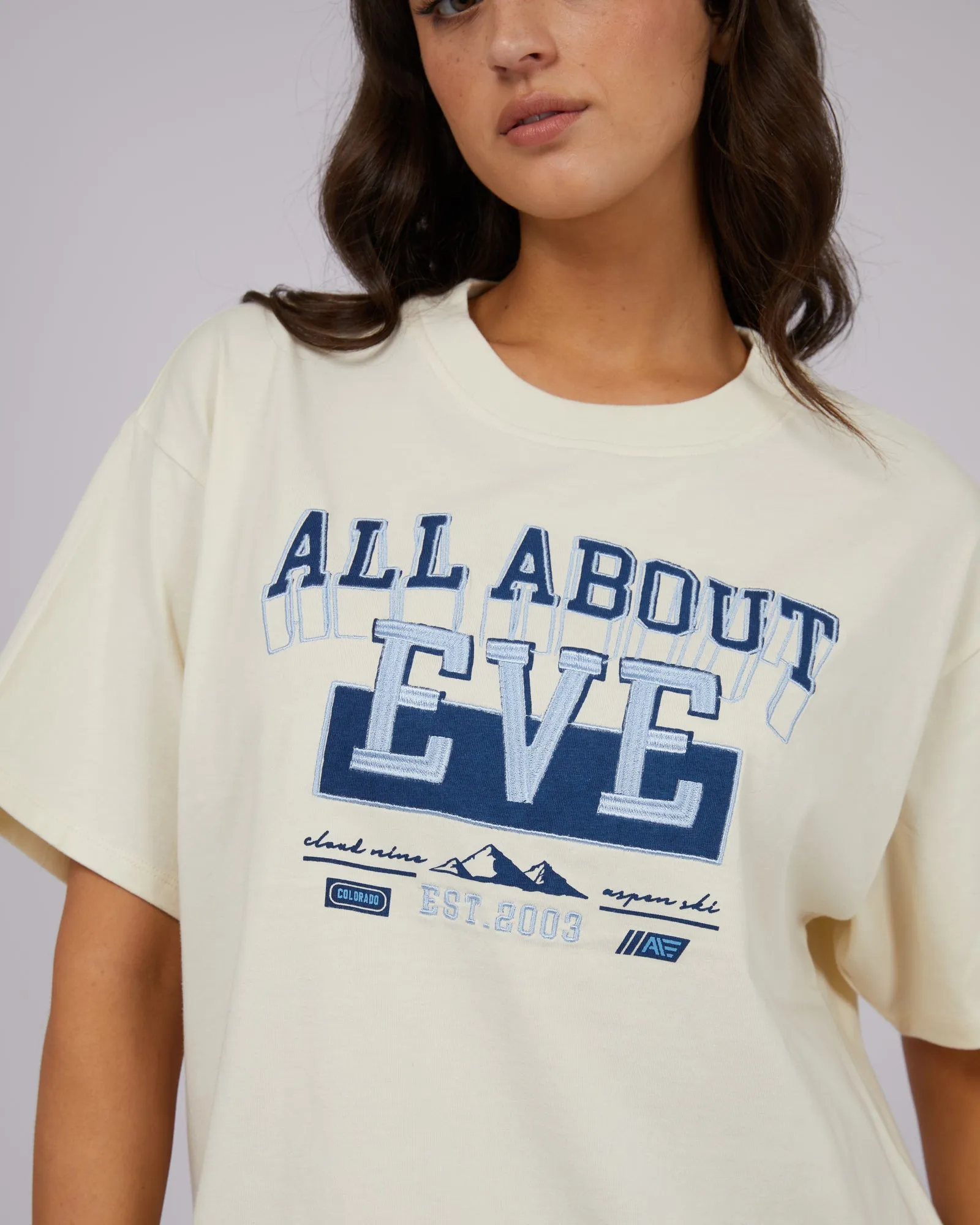 All About Eve Snow Peaks Oversized Tee Vintage White