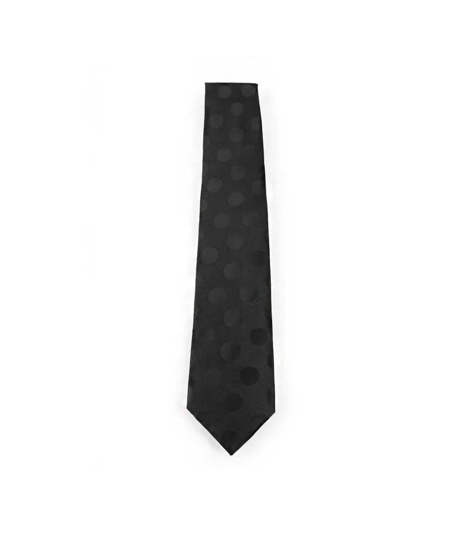 All Black Polka Neck Tie