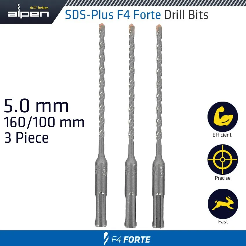 Alpen Sds Plus F4 Bit 5Mm X 160 X 100 X3 Pcs Drill Hammer