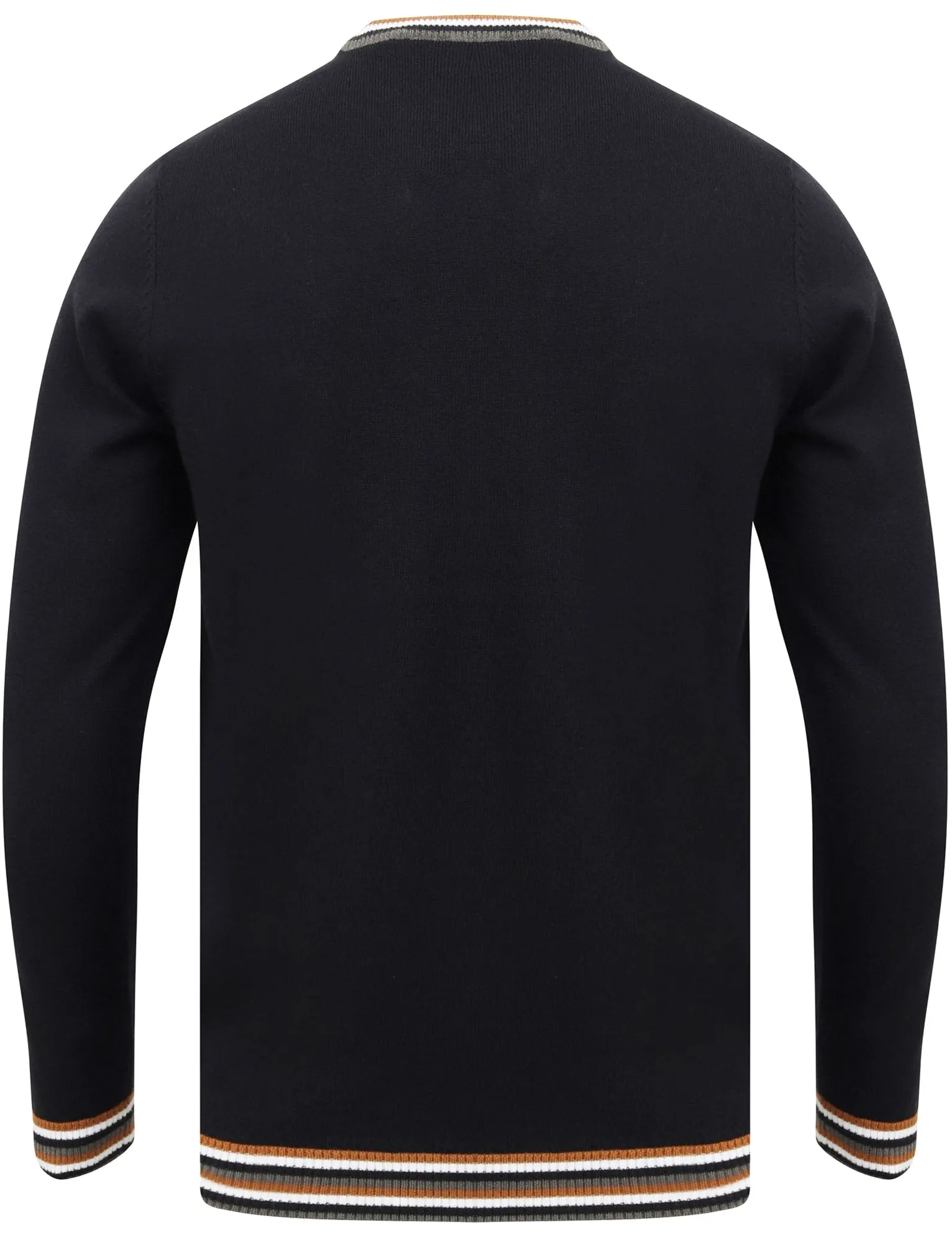 Alsace Crew Neck Jumper with Contrast Tipping In True Navy - Kensington Eastside