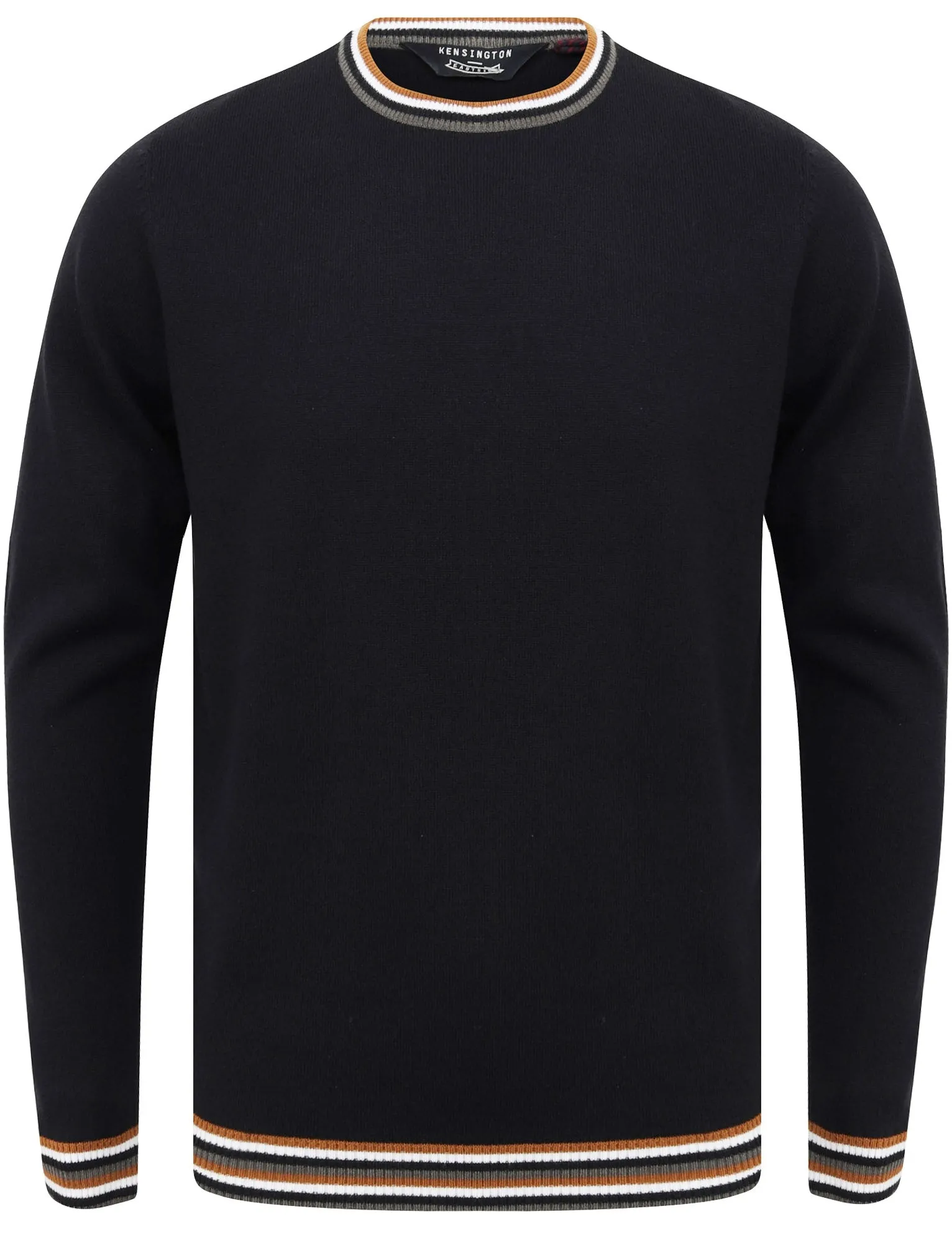 Alsace Crew Neck Jumper with Contrast Tipping In True Navy - Kensington Eastside