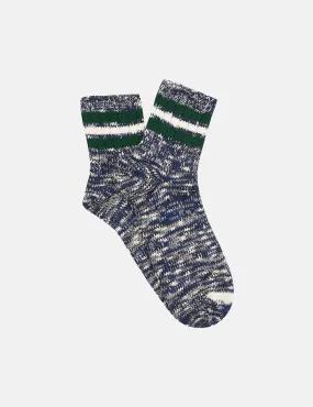 Anonymous Ism 3-Line Slub Q Socks - Navy Melange