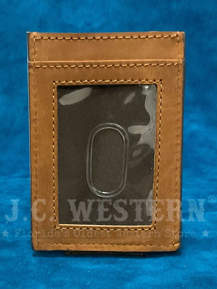 Ariat A3542044 Mens Canvas Bifold Money Clip Medium Brown