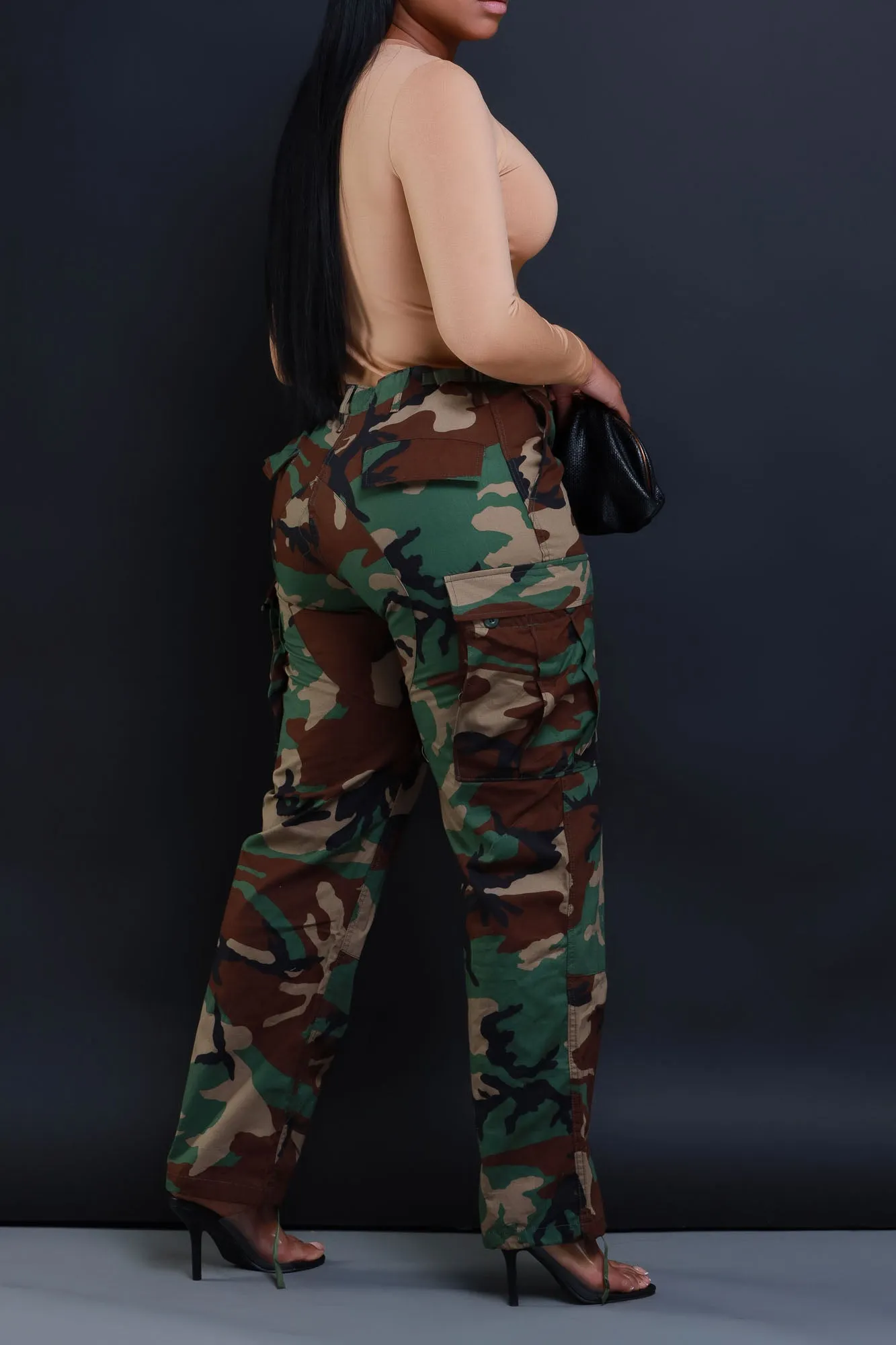 At Ease Cargo Camouflage Pants - Olive