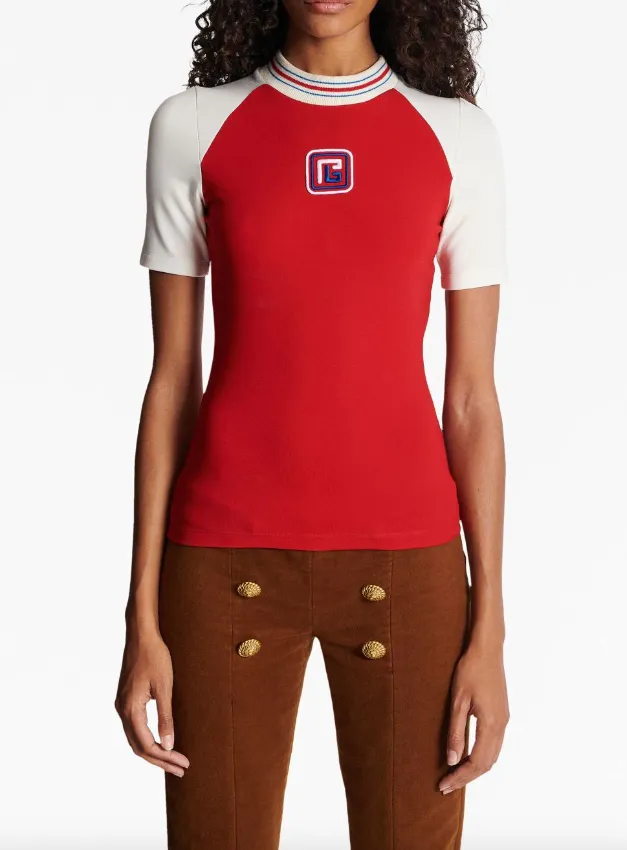 Balmain two-tone retro PB T-Shirt