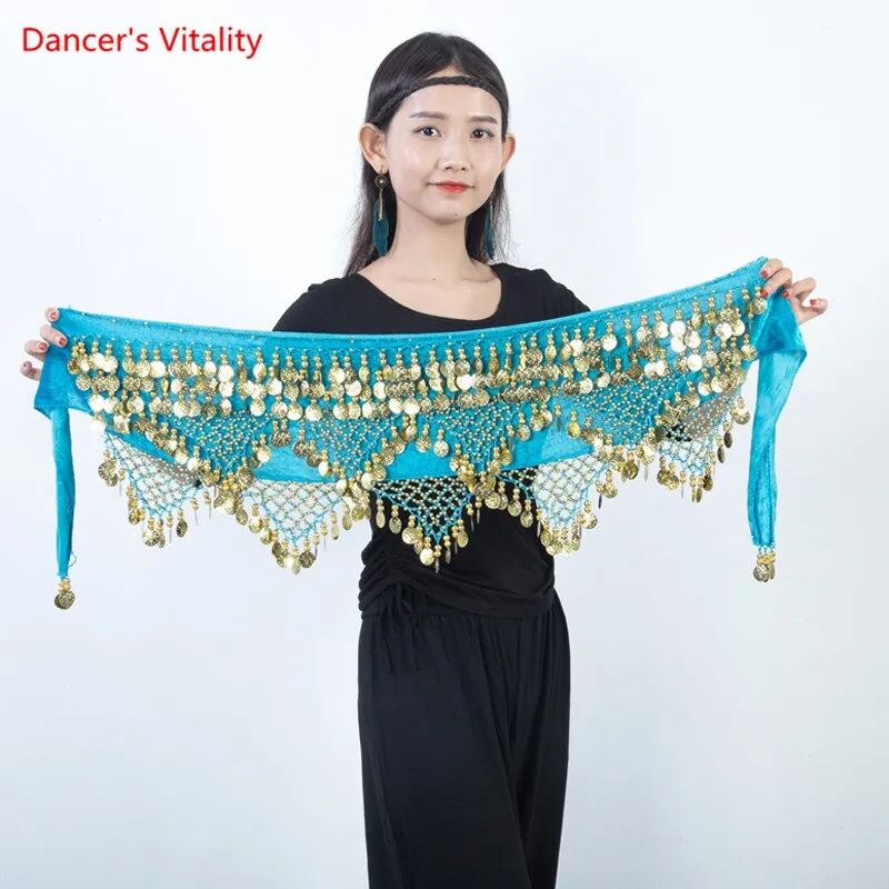 Belly Dance Belt Tassel Gold coin Hip Scarf Oriental Dancing Waist Chain Woman Elegant Sequins Performance Accessories