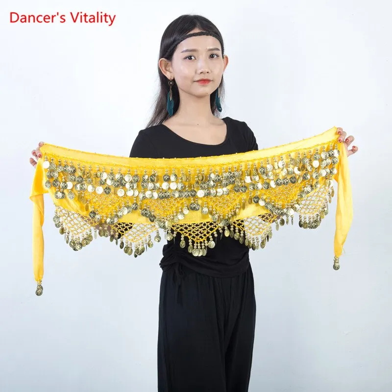 Belly Dance Belt Tassel Gold coin Hip Scarf Oriental Dancing Waist Chain Woman Elegant Sequins Performance Accessories