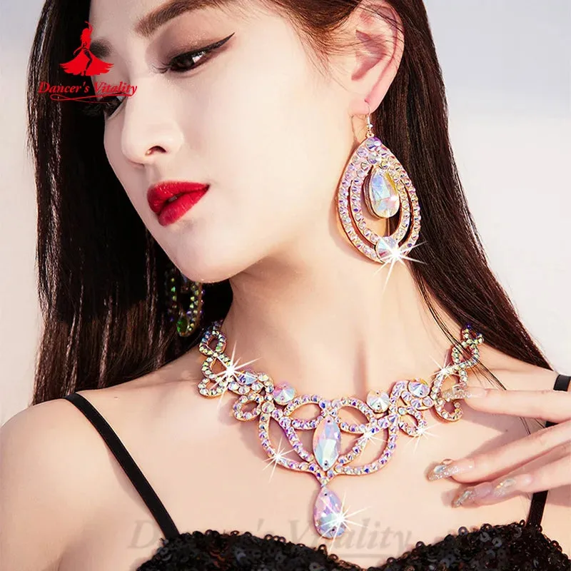 Belly Dancing Performance Earrings Customized Luxury Rhinestones Earring Moderndance Oriental Dance Competition Accessories