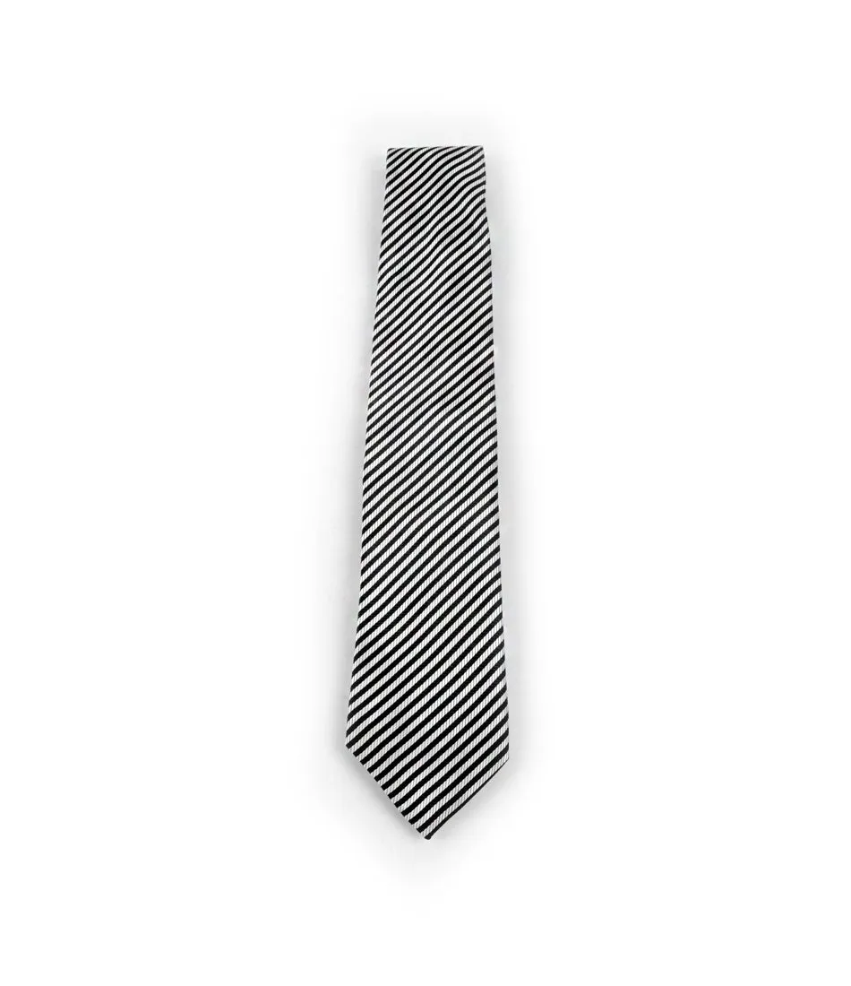 Black & Platinum Striped Neck Tie