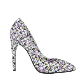 Bottega Veneta Women's Green / Purple Floral Leather Heels (39.5 EU / 9.5 US)