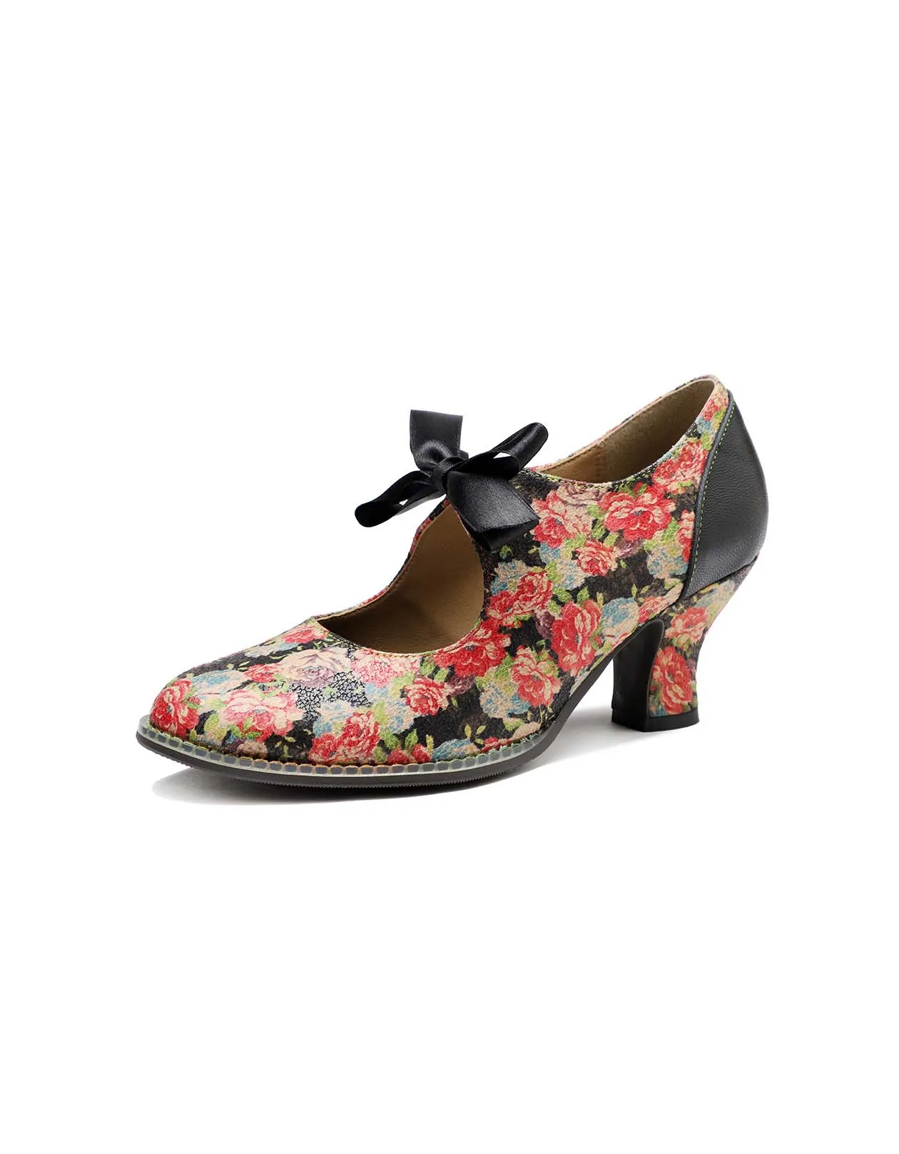 Bow Tie Red Rose Floral Vintage Heels