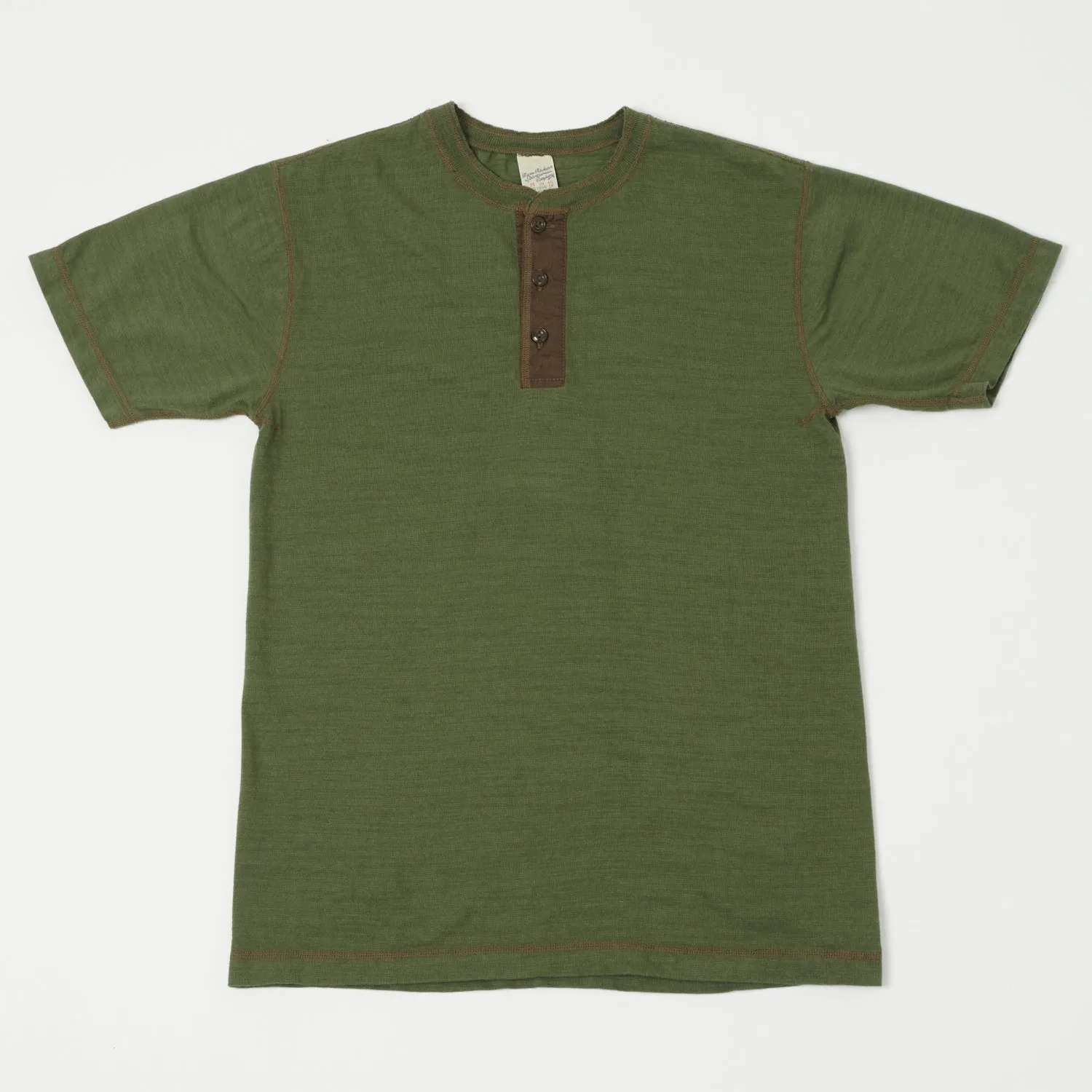 Buzz Rickson's S/S Henley Tee - Olive