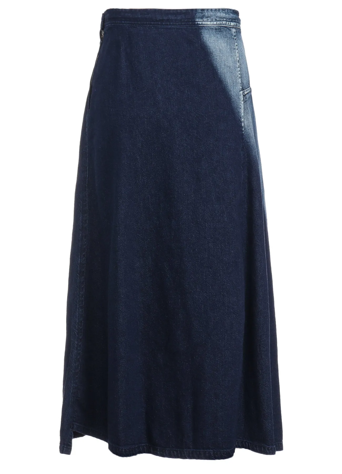 C/ SPOTTED DENIM TRIANGLE GUSSET FLARE SKIRT