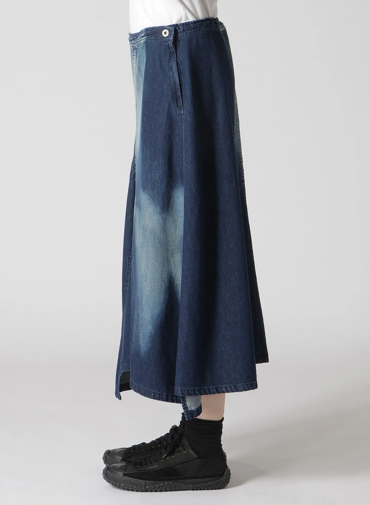 C/ SPOTTED DENIM TRIANGLE GUSSET FLARE SKIRT