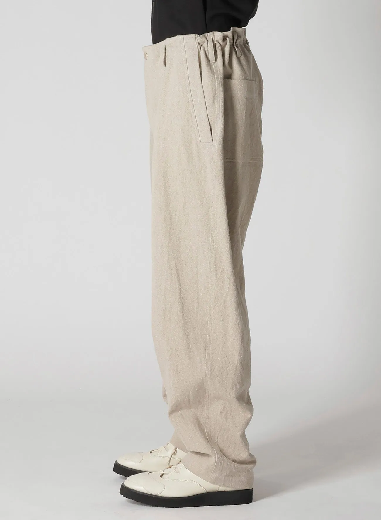 COTTON LINEN GABARDINE 3 STITCHES WORK PANTS