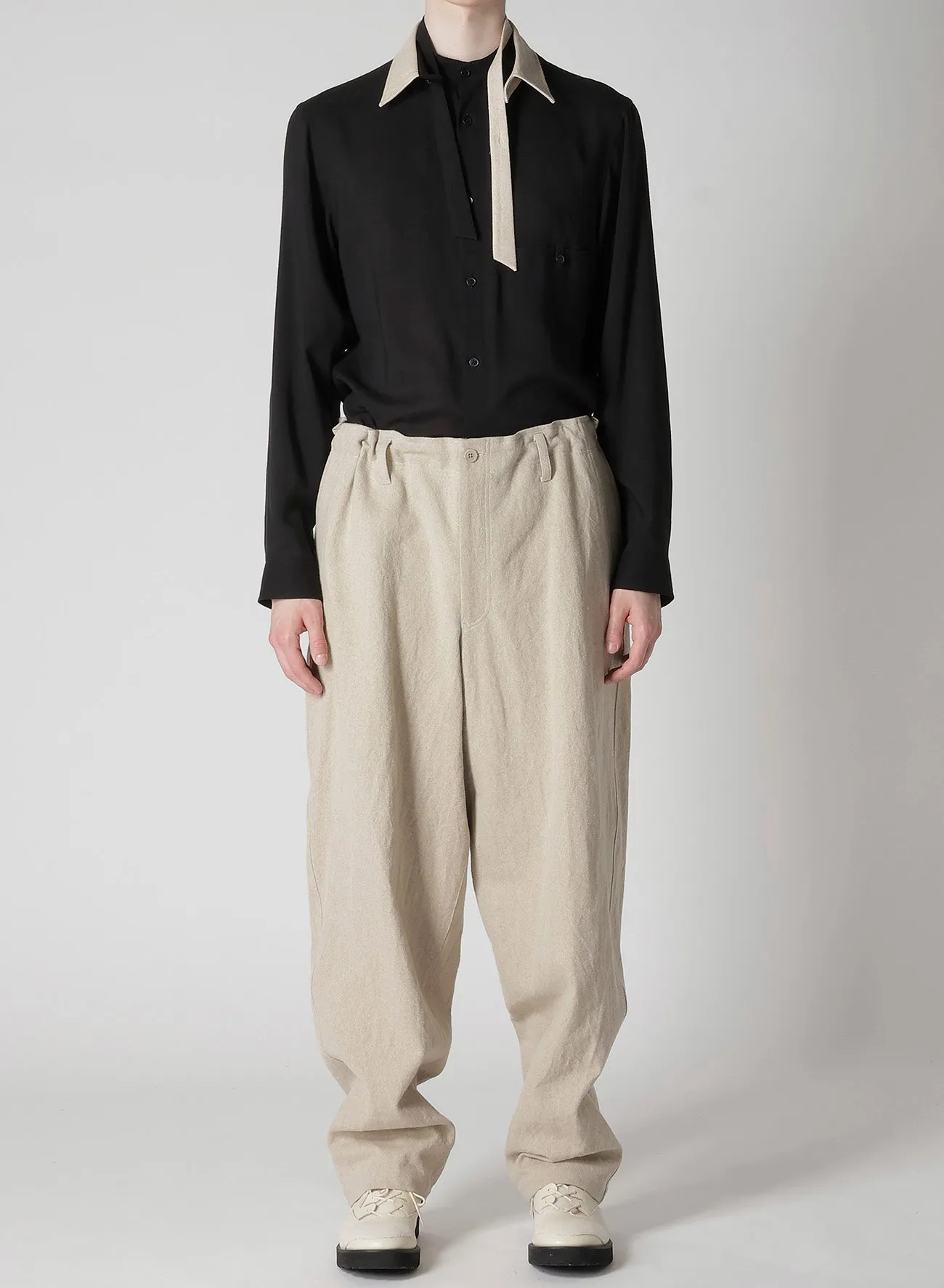 COTTON LINEN GABARDINE 3 STITCHES WORK PANTS