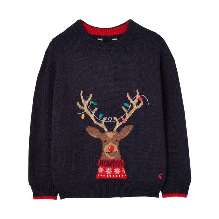 Cracking Yuletide Sweater - Navy Reindeer | Joules