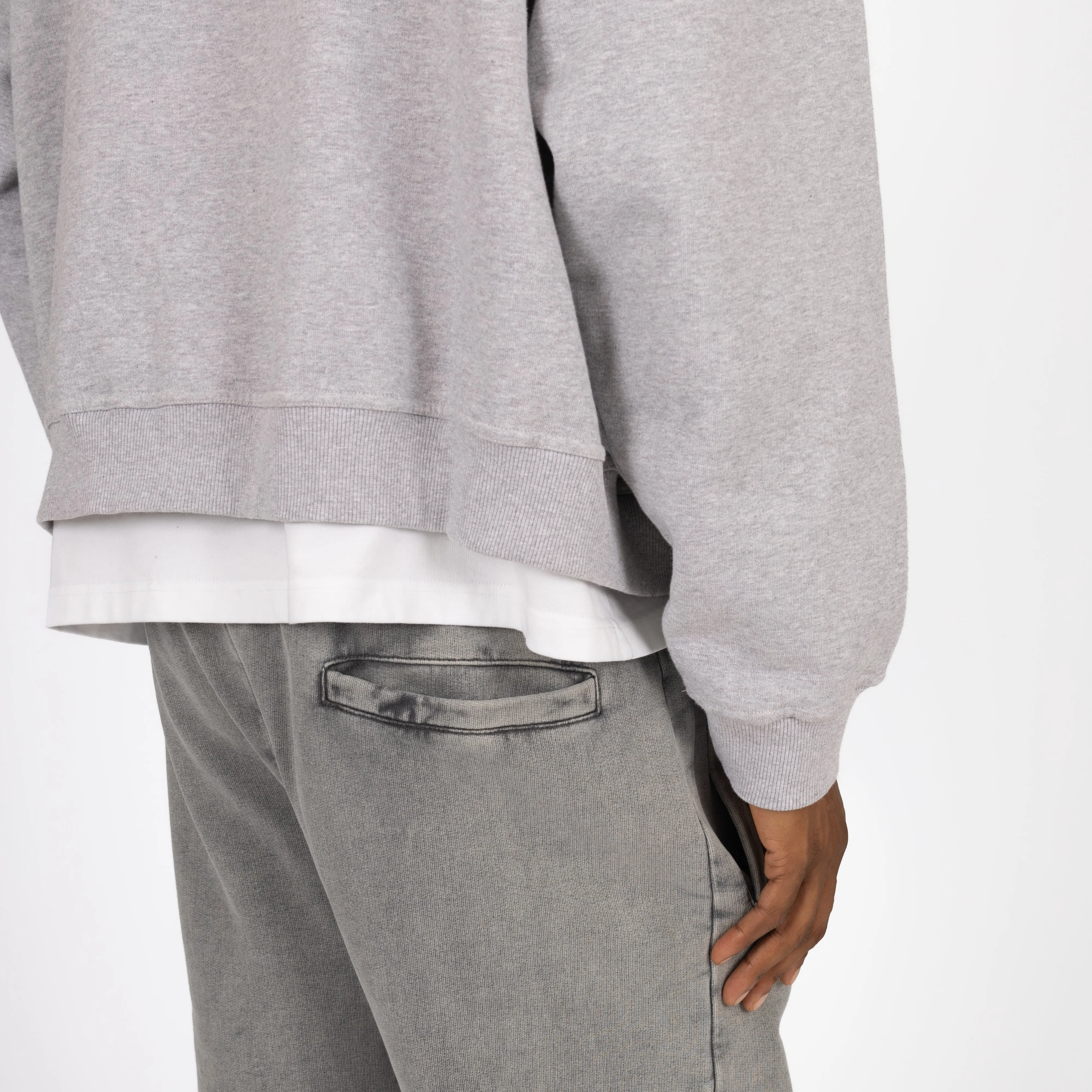 Cropped Zip Hoodie - Light Marl Grey