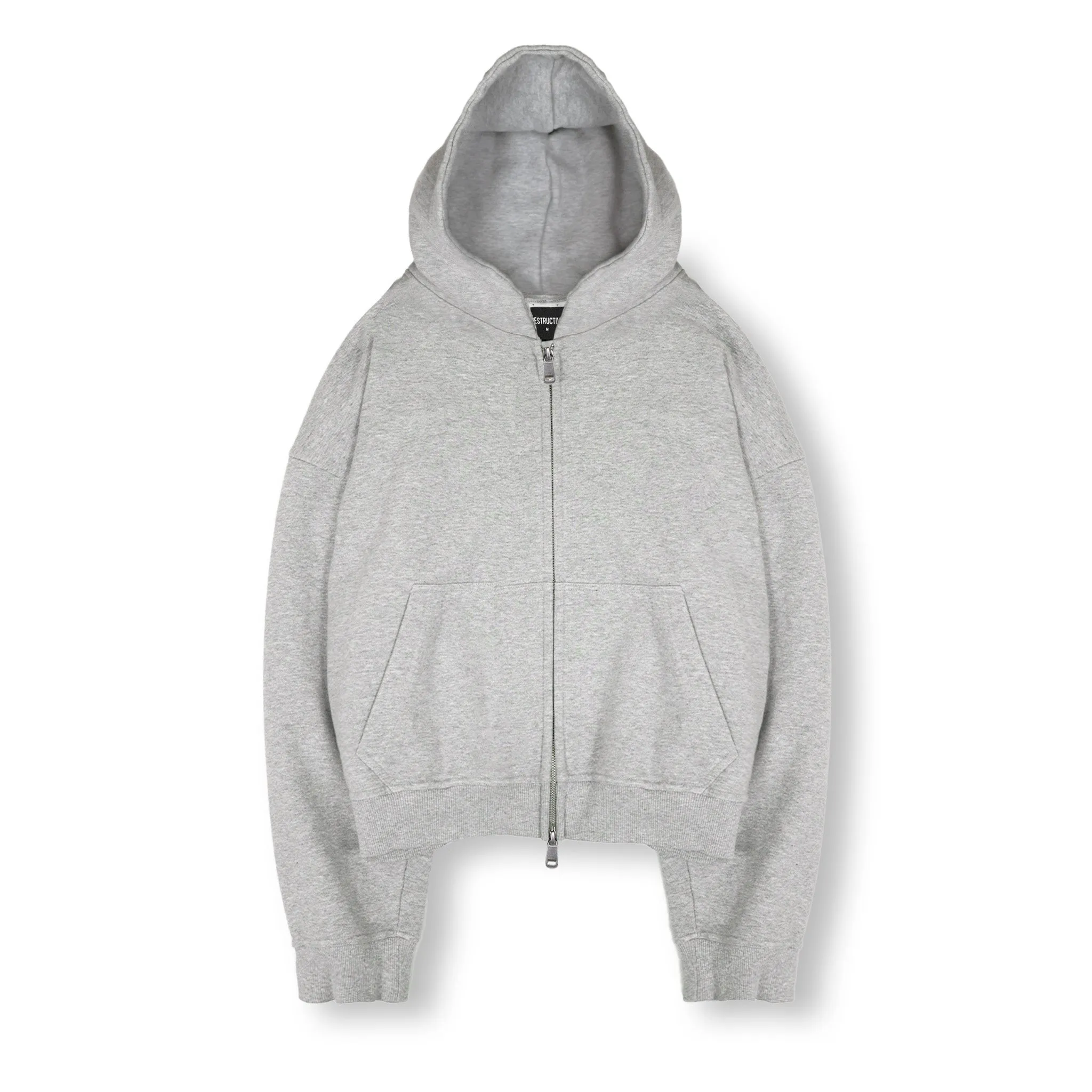 Cropped Zip Hoodie - Light Marl Grey