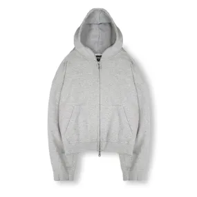 Cropped Zip Hoodie - Light Marl Grey