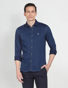 Cutaway Collar Cotton Dobby Casual Shirt