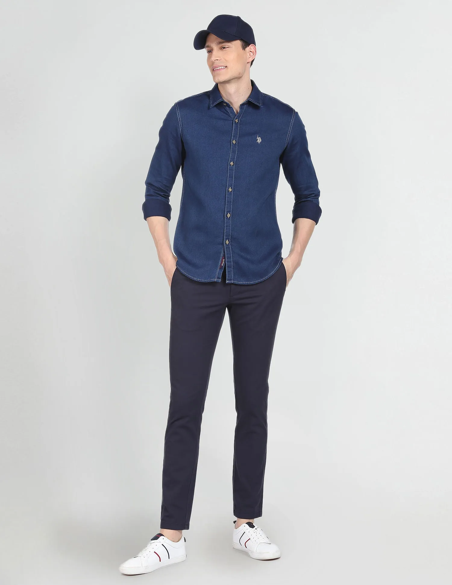 Cutaway Collar Cotton Dobby Casual Shirt