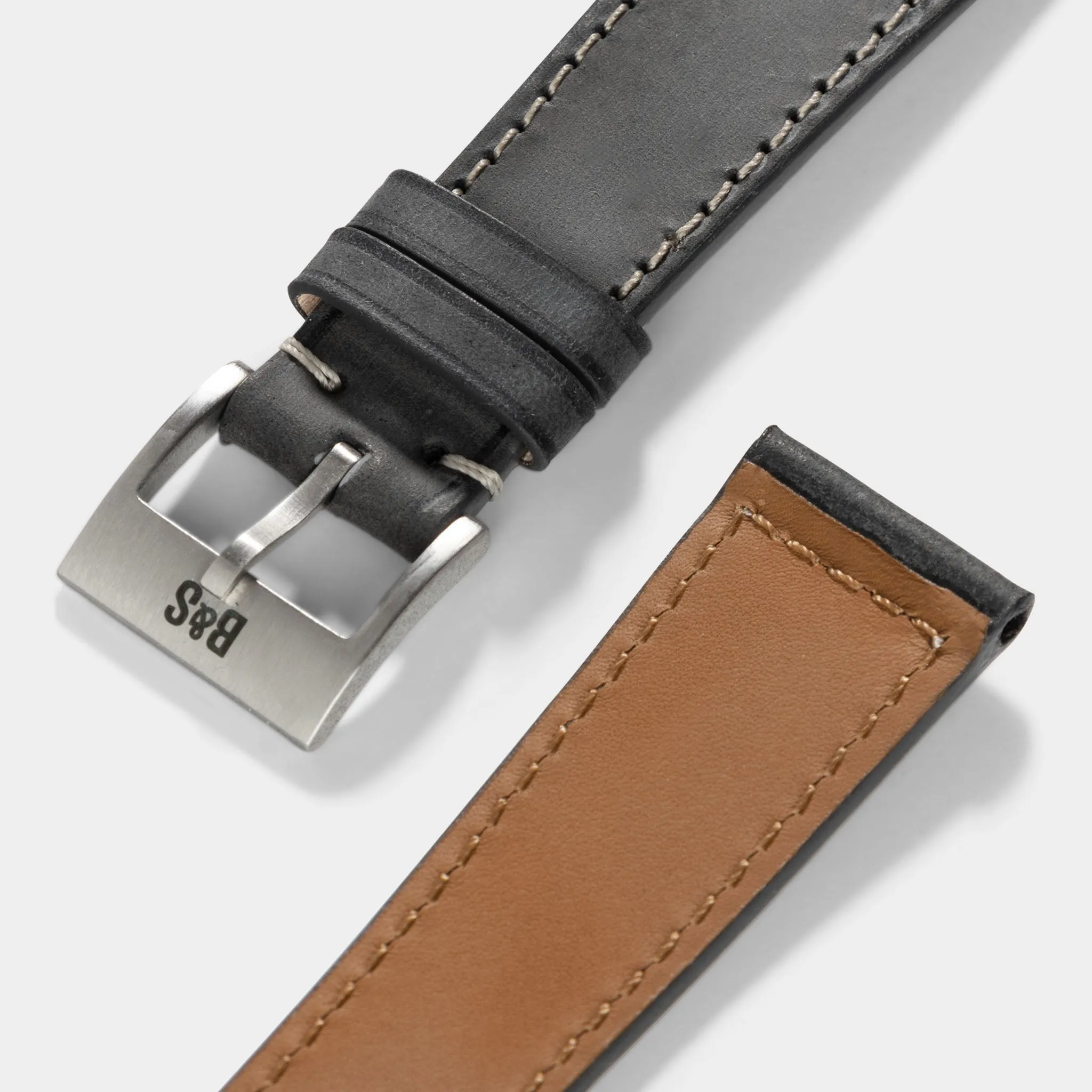 Dark Ash Grey Boxed Leather Watch Strap