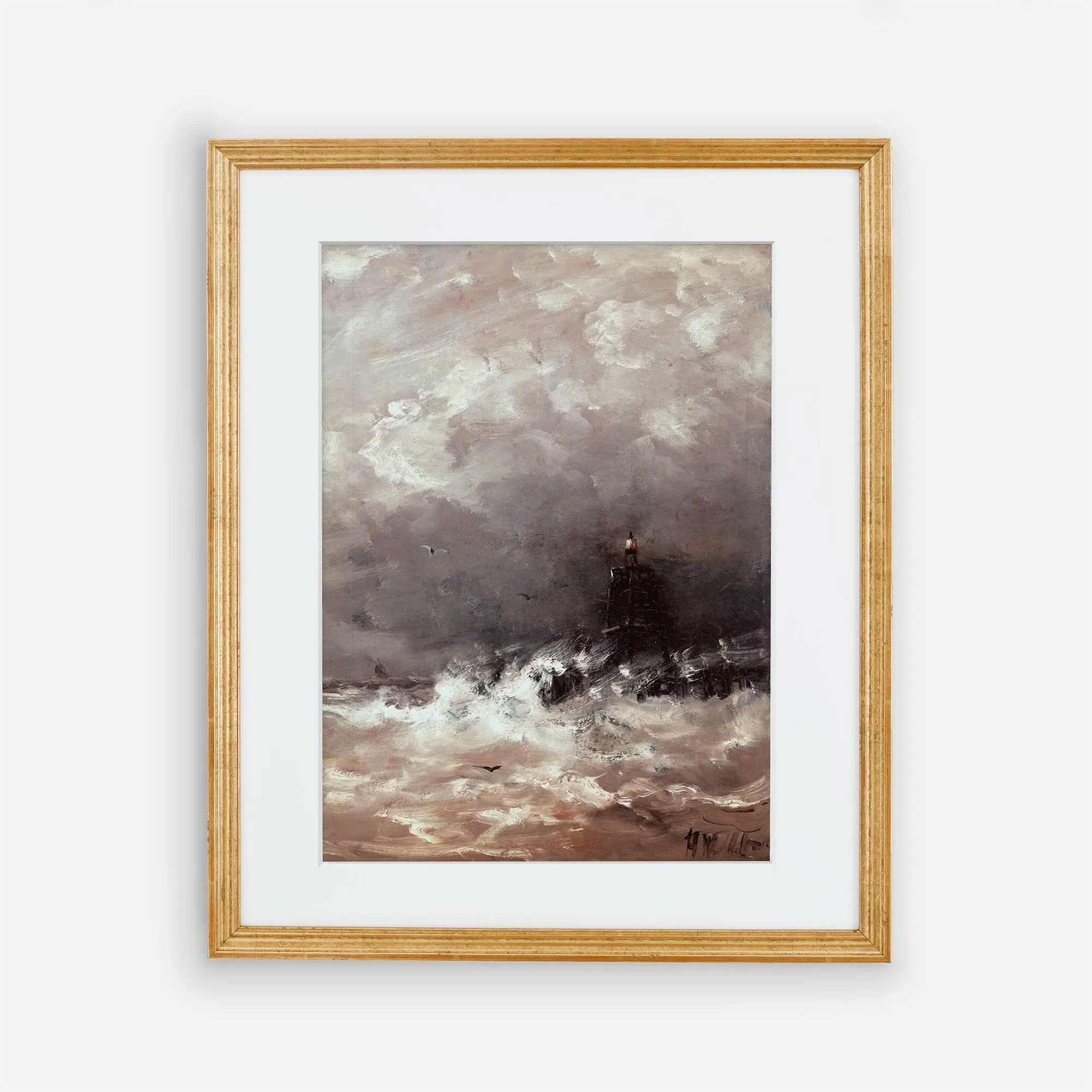 Dark Stormy Waves Vintage Wall Art