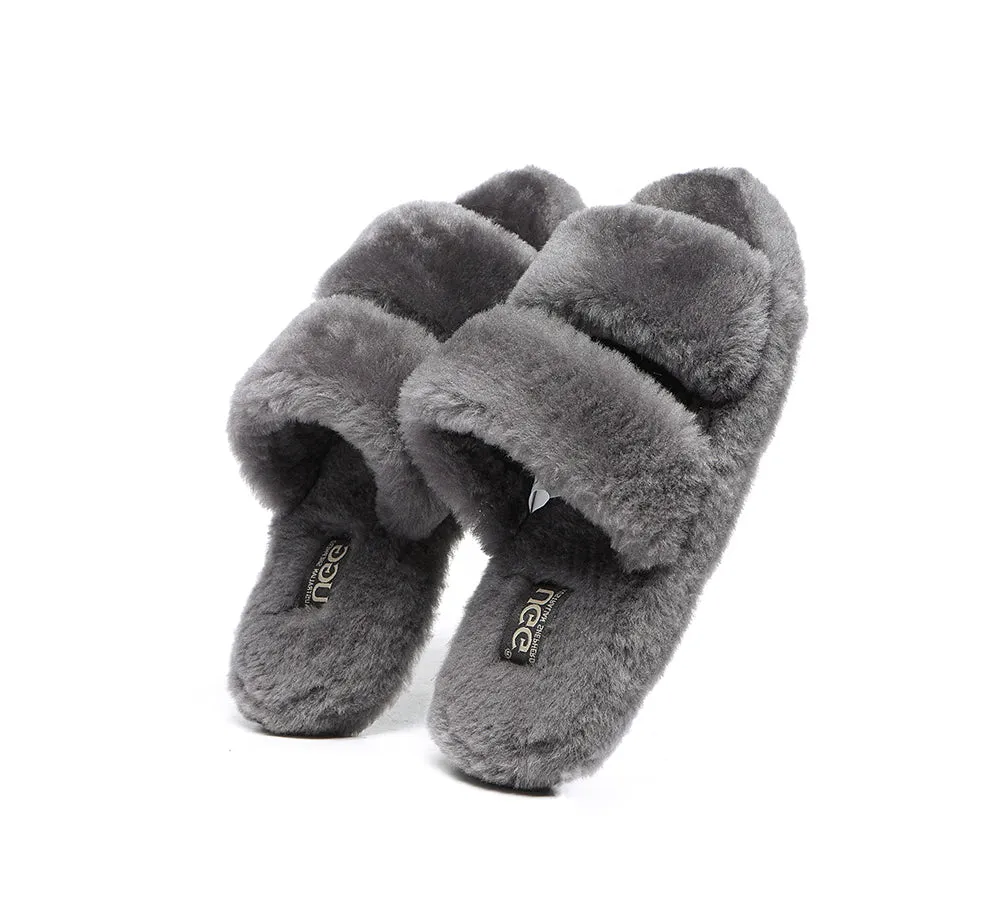 Double Strap Fluffy Slides Women Jessica