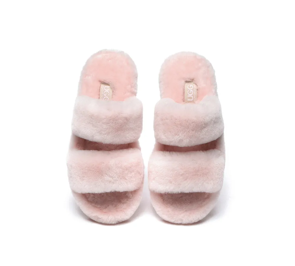 Double Strap Fluffy Slides Women Jessica