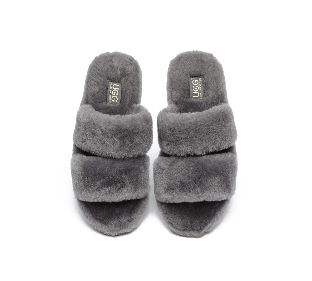 Double Strap Fluffy Slides Women Jessica