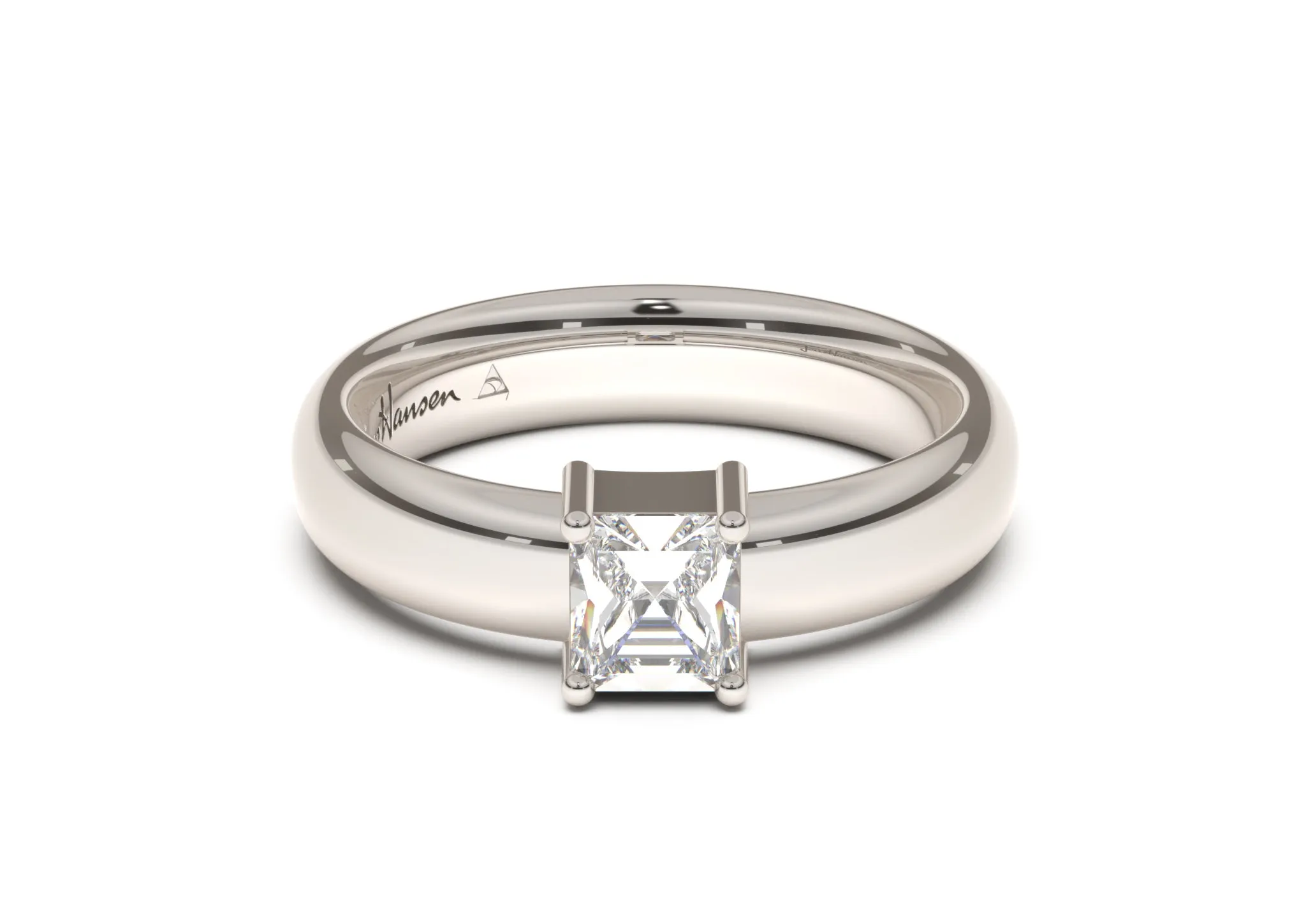 Emerald Cut Classic Engagement Ring, White Gold & Platinum