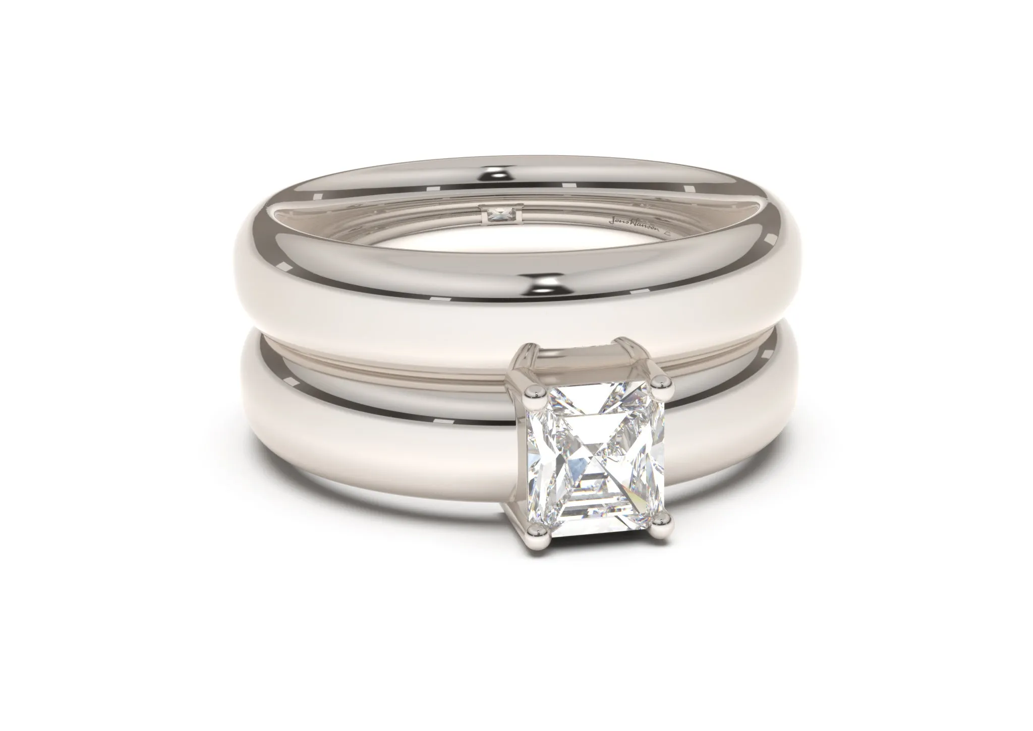 Emerald Cut Classic Engagement Ring, White Gold & Platinum