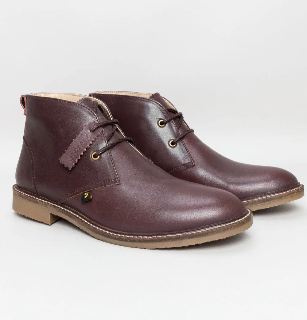 Farah Briggs Leather Mid Boots Oxblood