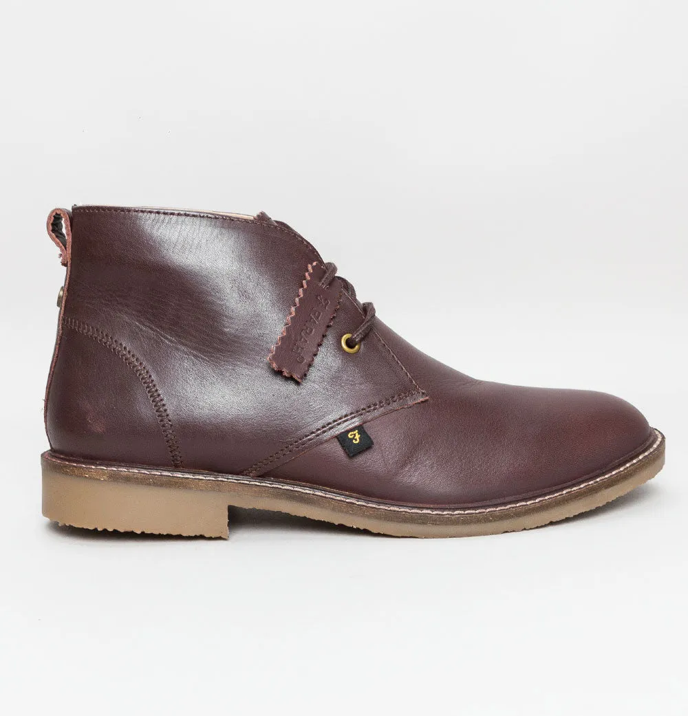 Farah Briggs Leather Mid Boots Oxblood