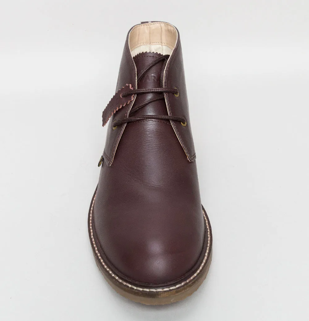 Farah Briggs Leather Mid Boots Oxblood