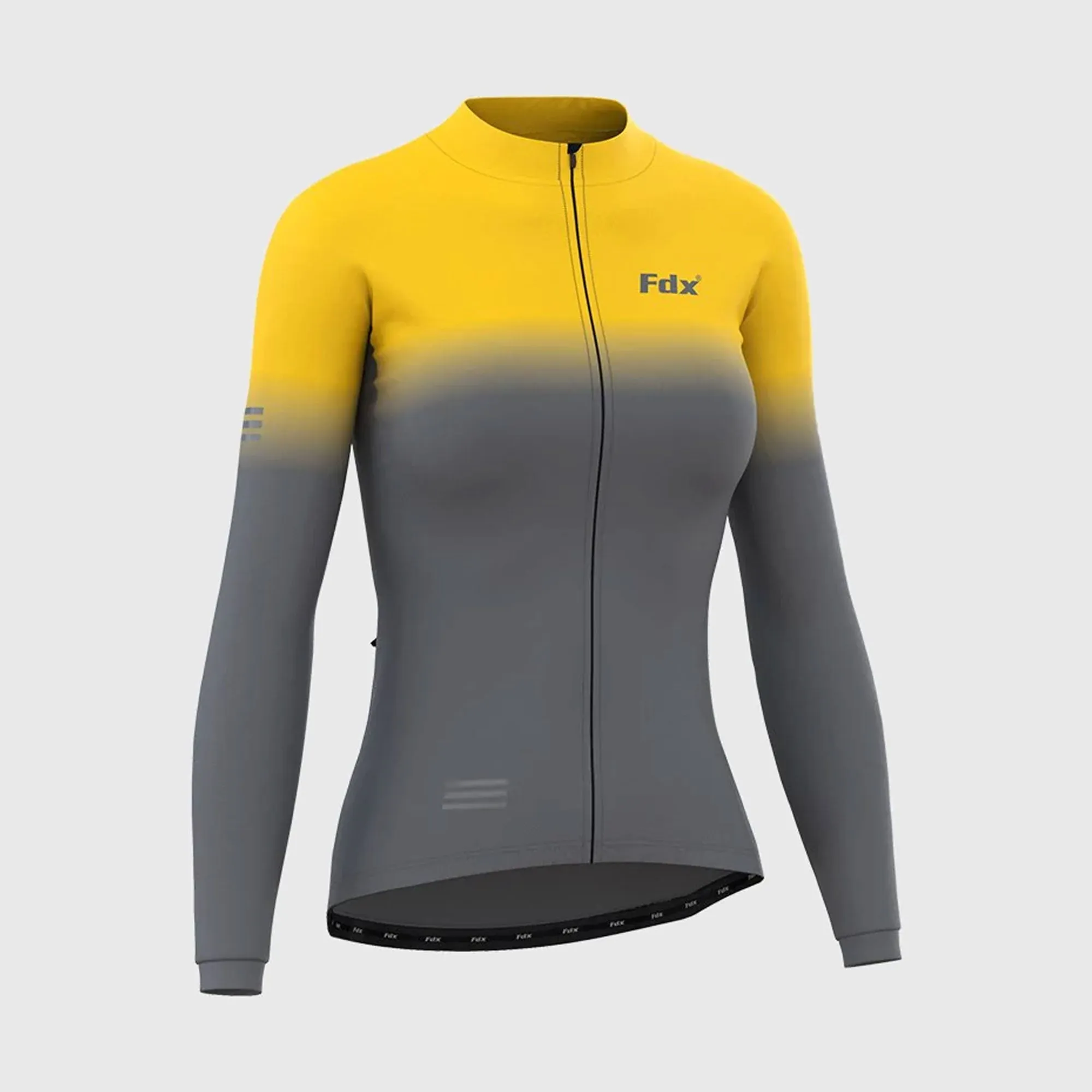 Fdx Duo Women's & Girl's Yellow / Grey Thermal Roubaix Long Sleeve Cycling Jersey