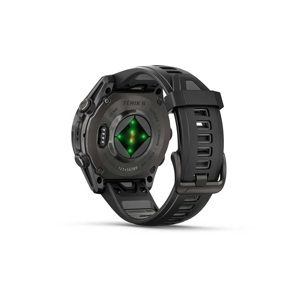 fenix 8 - 43 mm, AMOLED, Sapphire - Carbon Gray DLC Titanium/Black/Pebble Gray Silicone