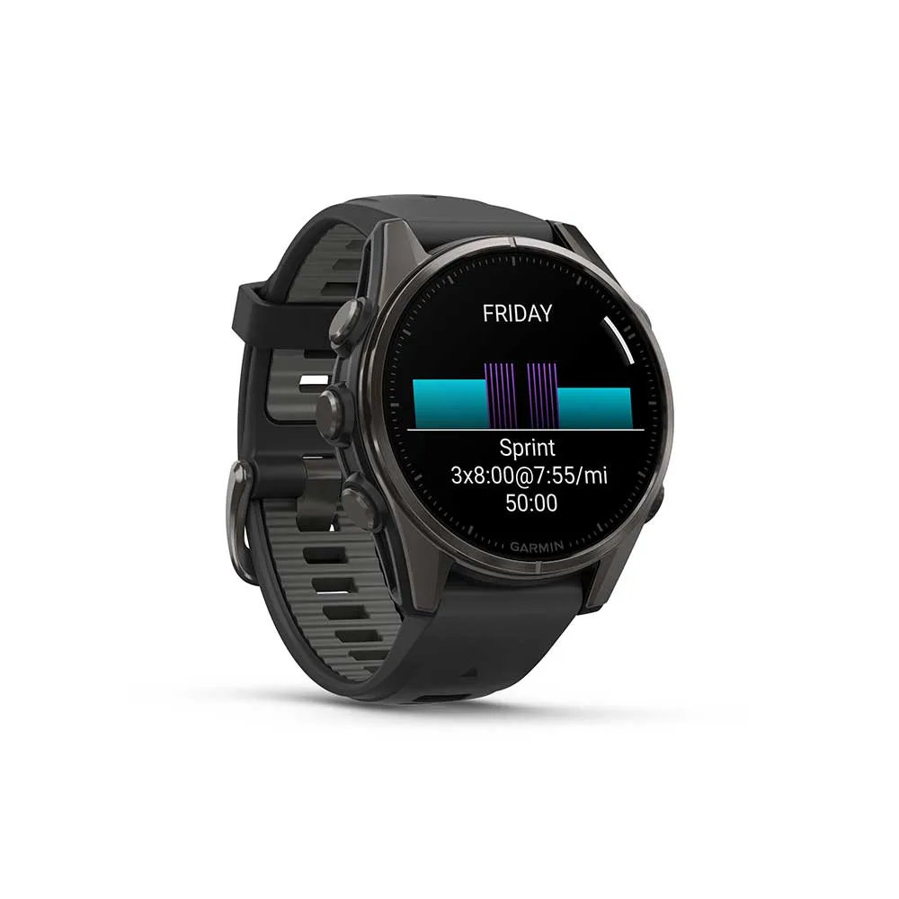 fenix 8 - 43 mm, AMOLED, Sapphire - Carbon Gray DLC Titanium/Black/Pebble Gray Silicone