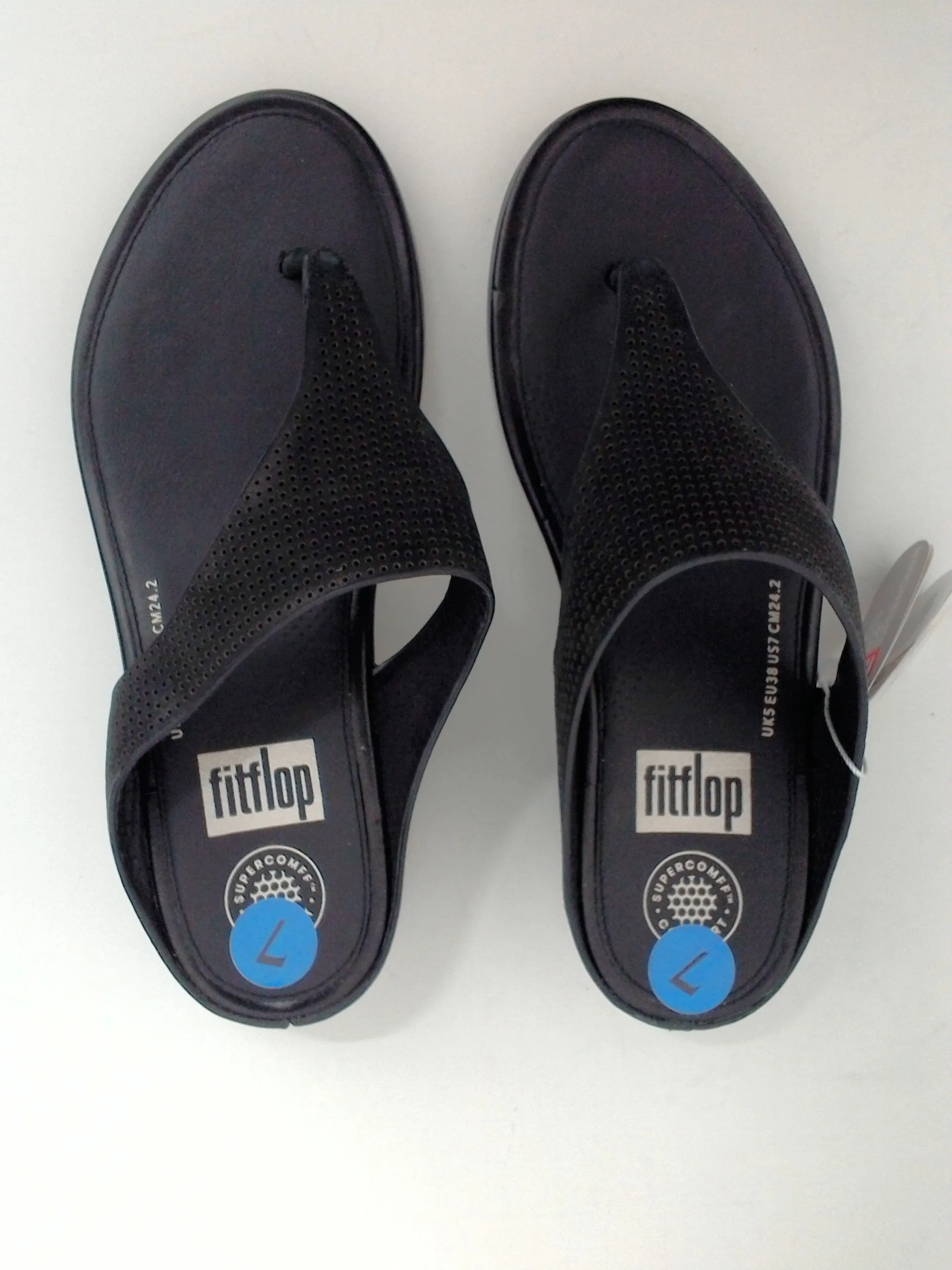 Fitflop Women's Black leather Sandal Toe Post Size 7M