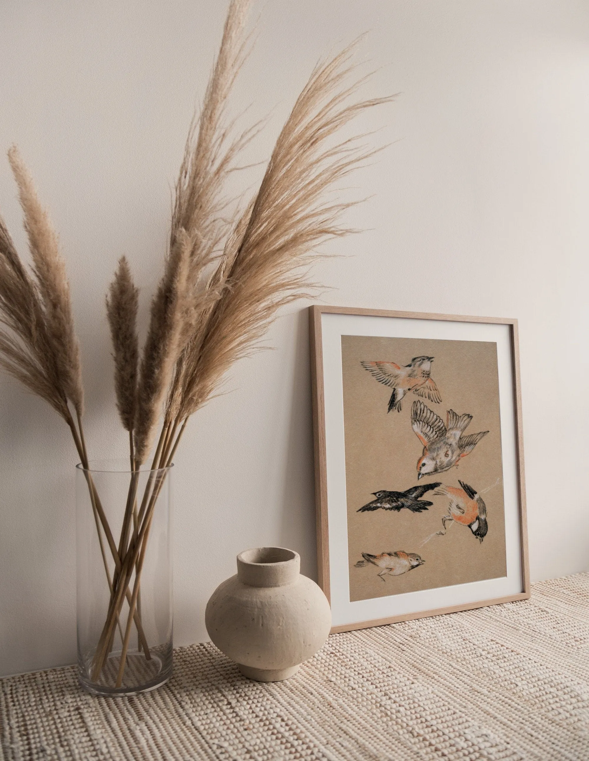 Five Birds Vintage Wall Art Print