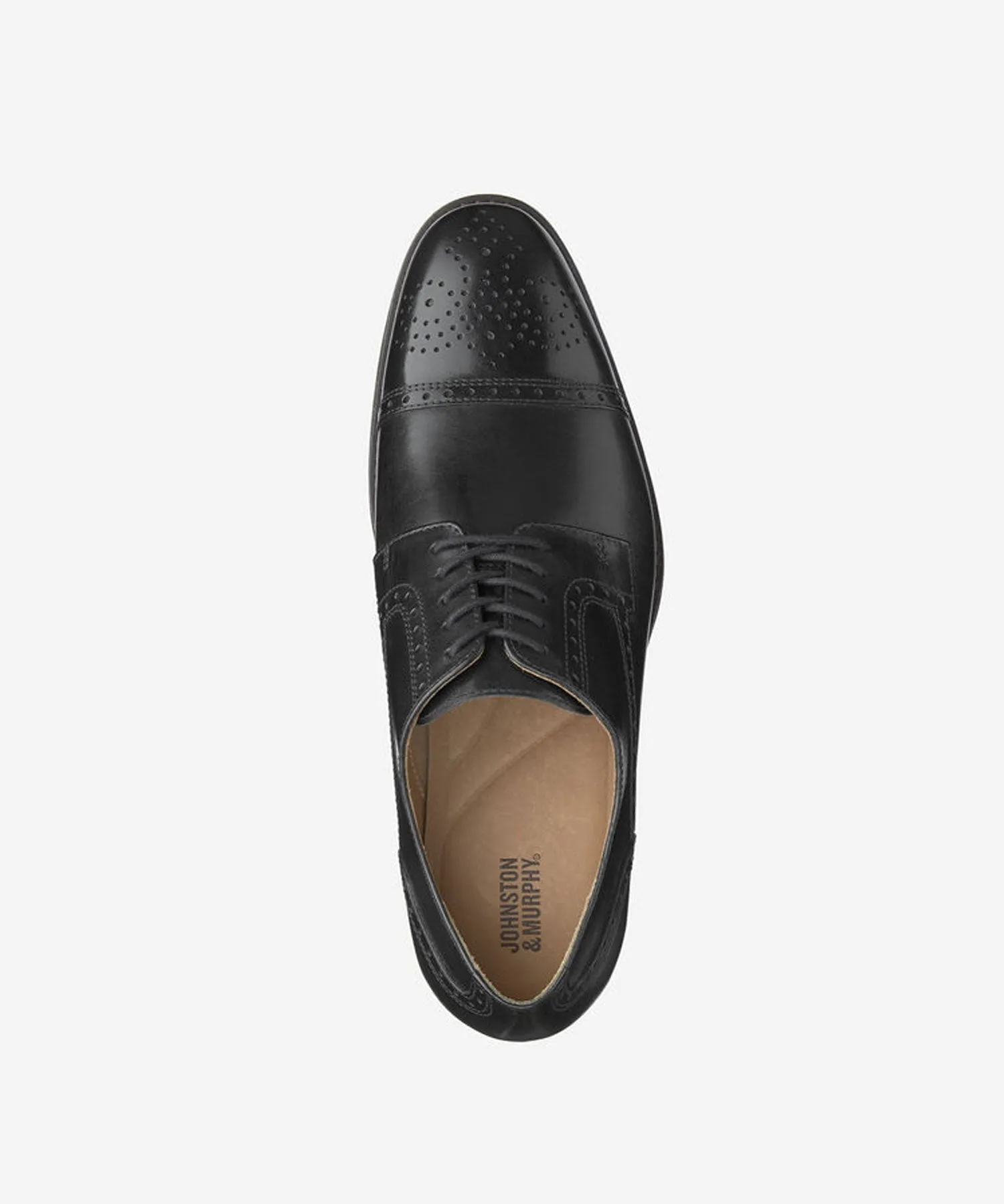 Johnston & Murphy Lewis Cap Toe Shoes - Black